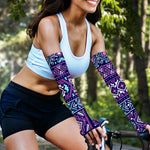 Blue And Pink Aztec Pattern Print Sun Protection Arm Sleeves
