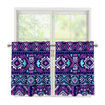 Blue And Pink Aztec Pattern Print Tier Curtains