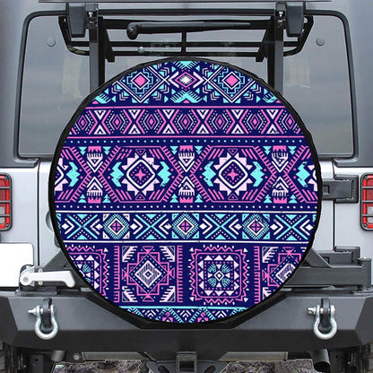 Blue And Pink Aztec Pattern Print Tire Cover