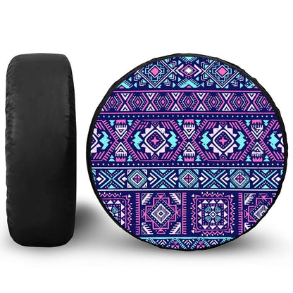 Blue And Pink Aztec Pattern Print Tire Cover