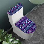 Blue And Pink Aztec Pattern Print Toilet Lid And Tank Cover Set