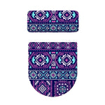 Blue And Pink Aztec Pattern Print Toilet Lid And Tank Cover Set