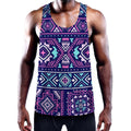 Blue And Pink Aztec Pattern Print Men's Workout Tank Top