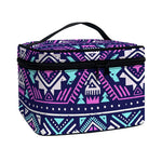 Blue And Pink Aztec Pattern Print Travel Makeup Bag