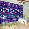 Blue And Pink Aztec Pattern Print Wall Sticker