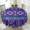 Blue And Pink Aztec Pattern Print Waterproof Round Tablecloth