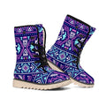 Blue And Pink Aztec Pattern Print Winter Boots