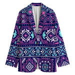 Blue And Pink Aztec Pattern Print Women's Blazer