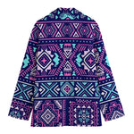 Blue And Pink Aztec Pattern Print Women's Cotton Blazer