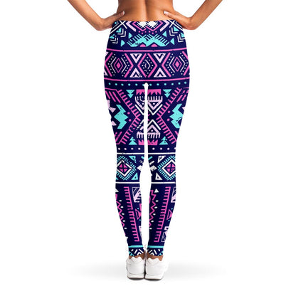Blue And Pink Aztec Pattern Print Women's Leggings