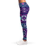 Blue And Pink Aztec Pattern Print Women's Leggings