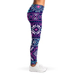 Blue And Pink Aztec Pattern Print Women's Leggings