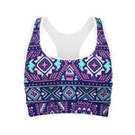Blue And Pink Aztec Pattern Print Women's Sports Bra
