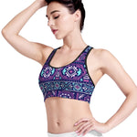 Blue And Pink Aztec Pattern Print Women's Sports Bra