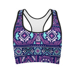 Blue And Pink Aztec Pattern Print Women's Sports Bra