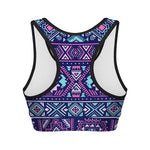 Blue And Pink Aztec Pattern Print Women's Sports Bra