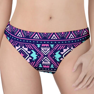 Blue And Pink Aztec Pattern Print Women's Thong