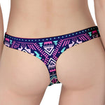 Blue And Pink Aztec Pattern Print Women's Thong