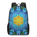 Blue And Pink Flowers Kaleidoscope Print 17 Inch Backpack
