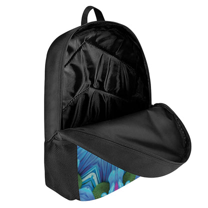 Blue And Pink Flowers Kaleidoscope Print 17 Inch Backpack