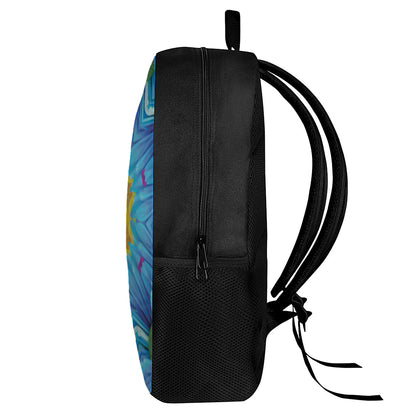 Blue And Pink Flowers Kaleidoscope Print 17 Inch Backpack
