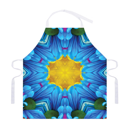 Blue And Pink Flowers Kaleidoscope Print Adjustable Apron