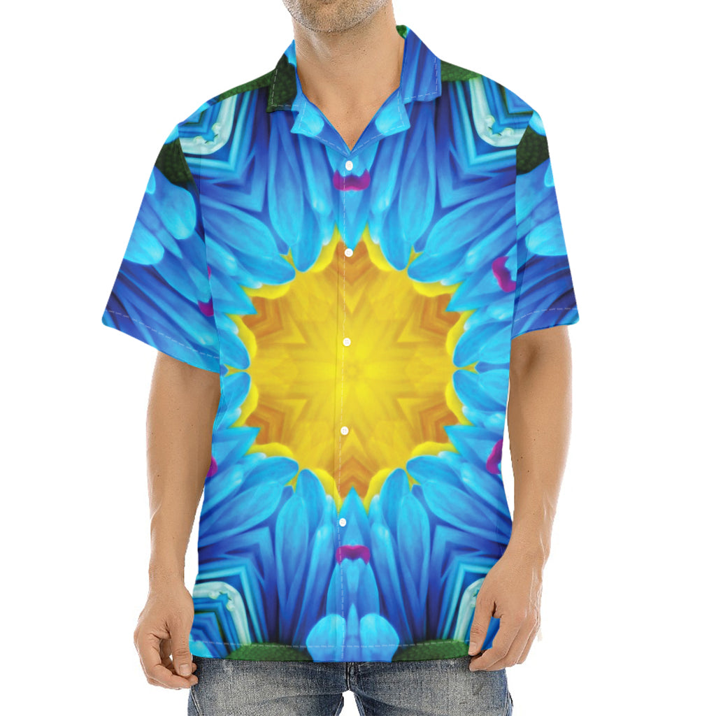 Blue And Pink Flowers Kaleidoscope Print Aloha Shirt