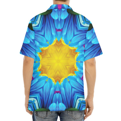 Blue And Pink Flowers Kaleidoscope Print Aloha Shirt