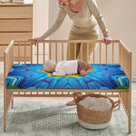 Blue And Pink Flowers Kaleidoscope Print Baby Crib Sheet