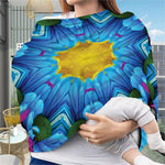 Blue And Pink Flowers Kaleidoscope Print Baby Seat Cover