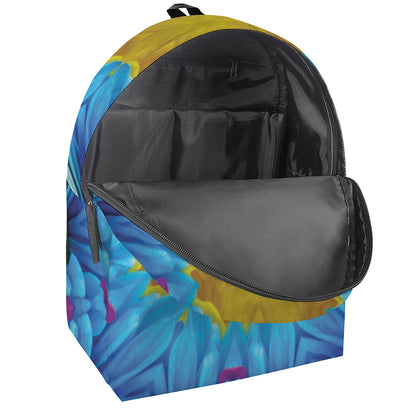 Blue And Pink Flowers Kaleidoscope Print Backpack