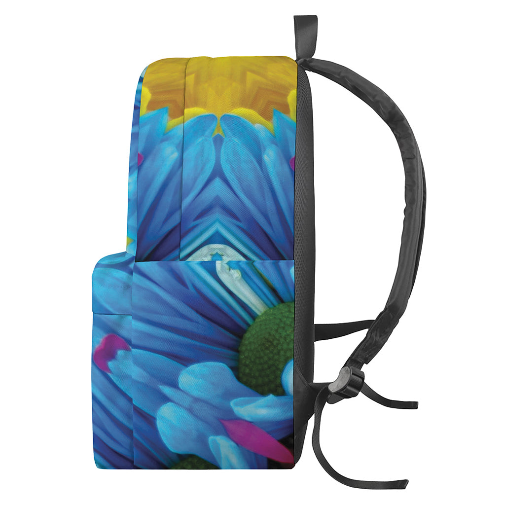 Blue And Pink Flowers Kaleidoscope Print Backpack