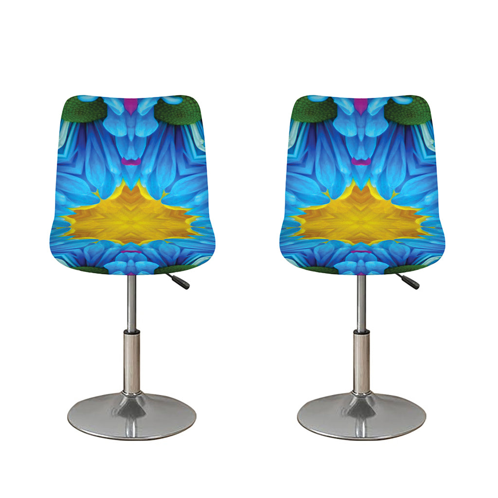 Blue And Pink Flowers Kaleidoscope Print Bar Stool Covers