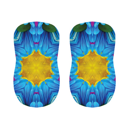 Blue And Pink Flowers Kaleidoscope Print Bar Stool Covers