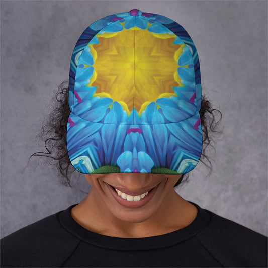 Blue And Pink Flowers Kaleidoscope Print Baseball Cap