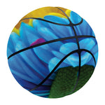 Blue And Pink Flowers Kaleidoscope Print Basketball