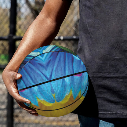 Blue And Pink Flowers Kaleidoscope Print Basketball