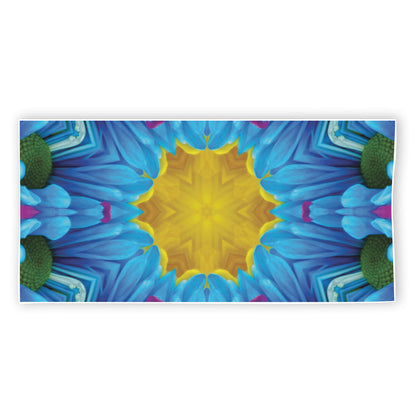 Blue And Pink Flowers Kaleidoscope Print Beach Towel