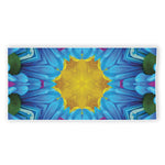 Blue And Pink Flowers Kaleidoscope Print Beach Towel