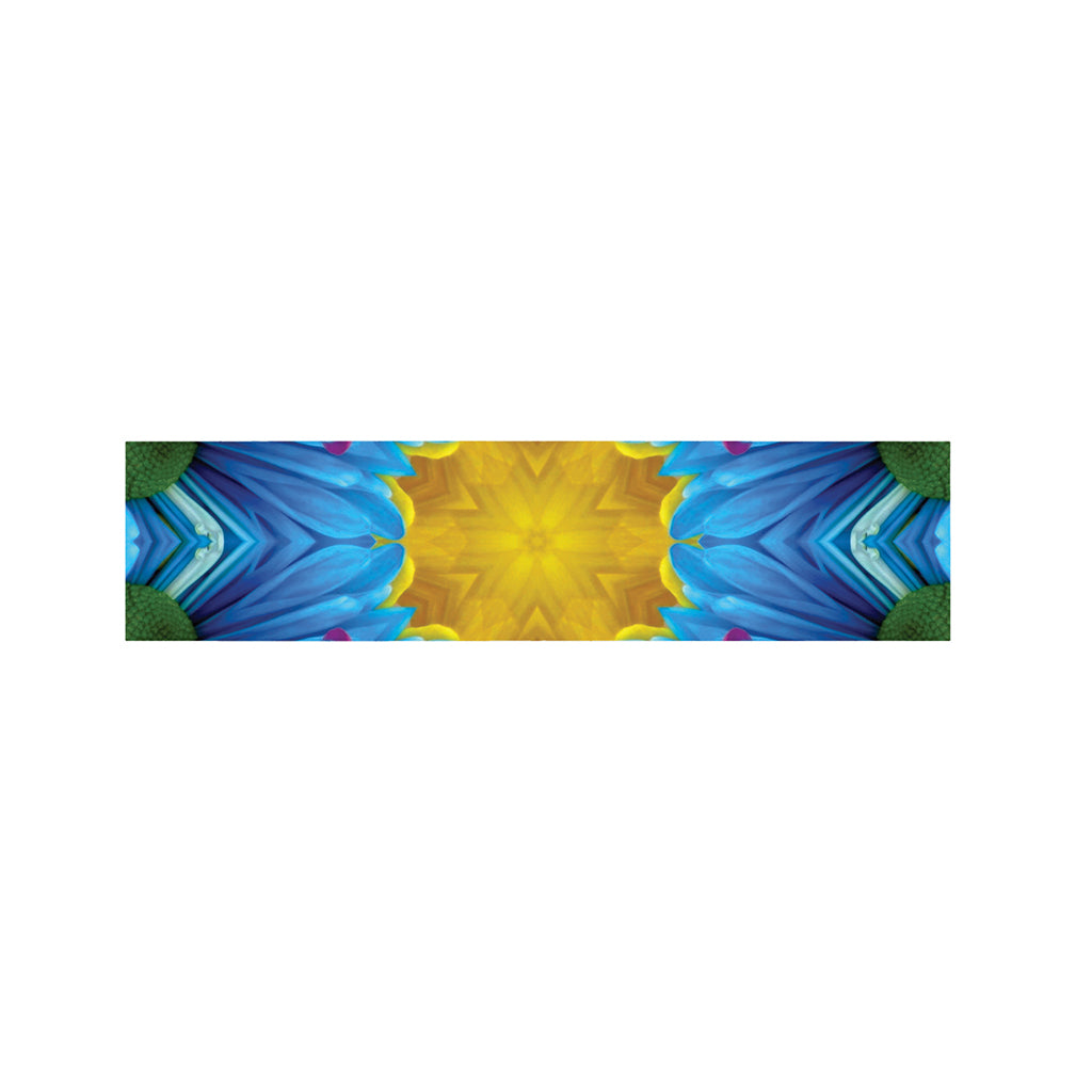 Blue And Pink Flowers Kaleidoscope Print Bed Runner