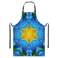 Blue And Pink Flowers Kaleidoscope Print Bib Apron With Pocket