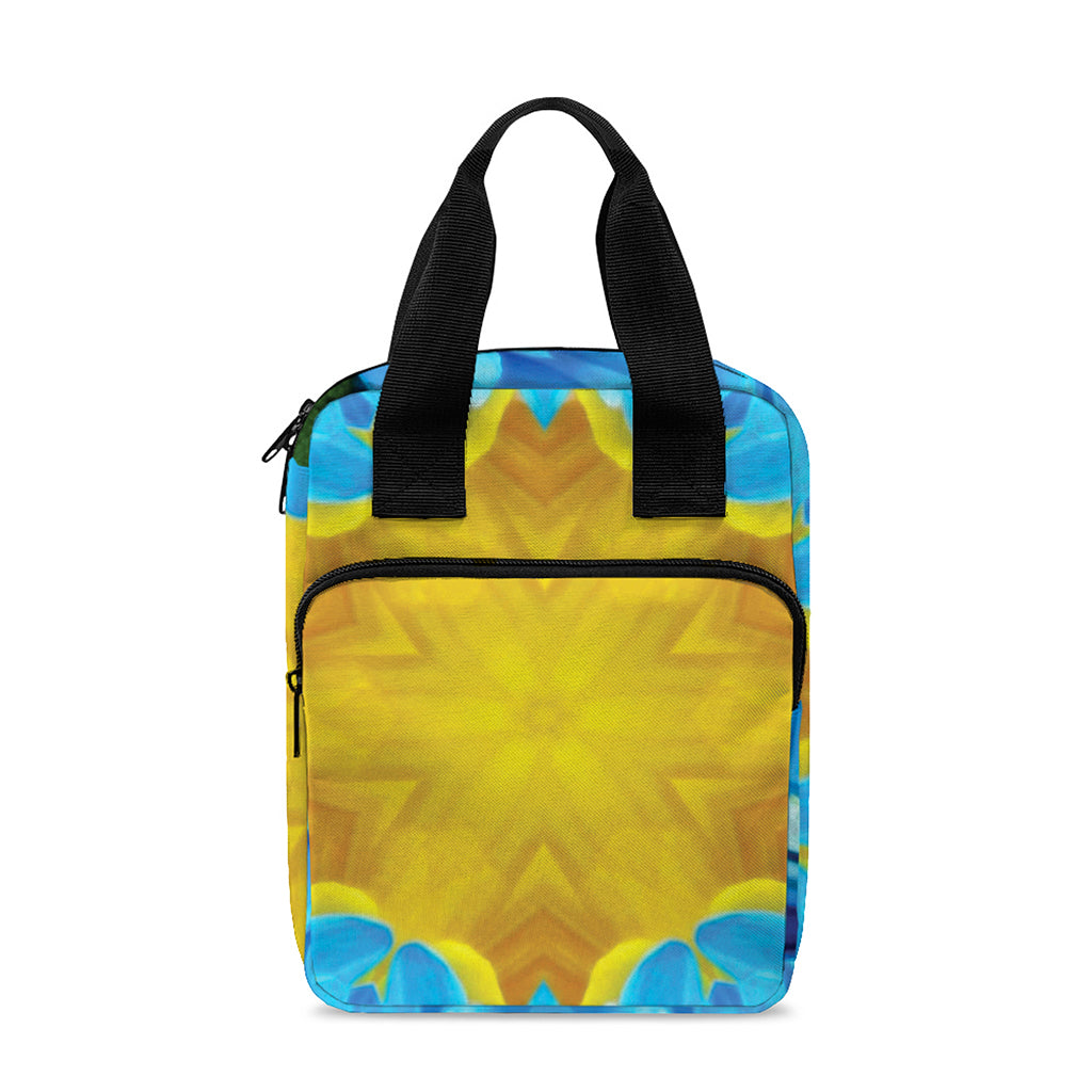Blue And Pink Flowers Kaleidoscope Print Bible Tote Bag