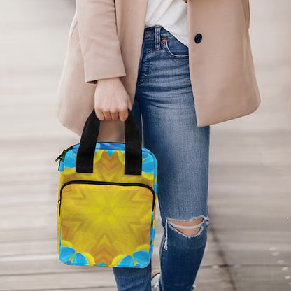 Blue And Pink Flowers Kaleidoscope Print Bible Tote Bag