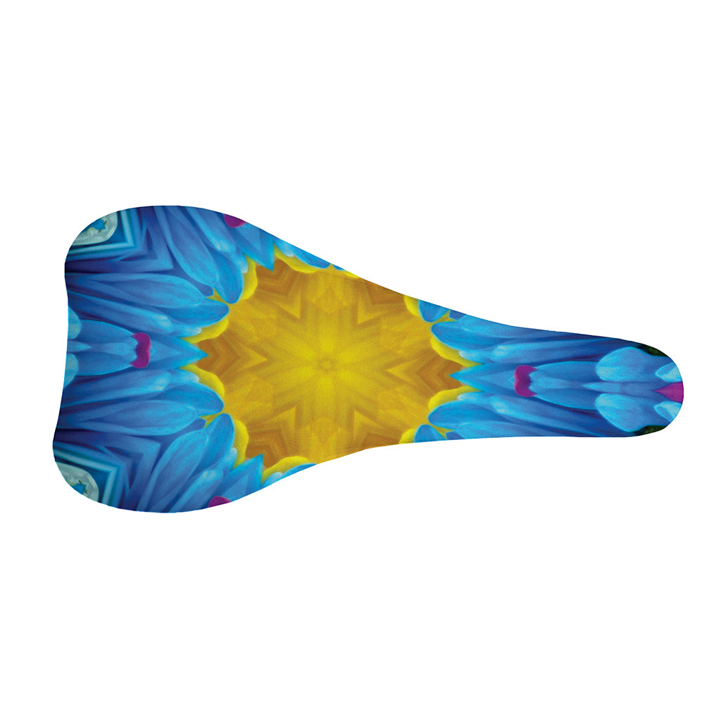 Blue And Pink Flowers Kaleidoscope Print Bicycle Seat Cover