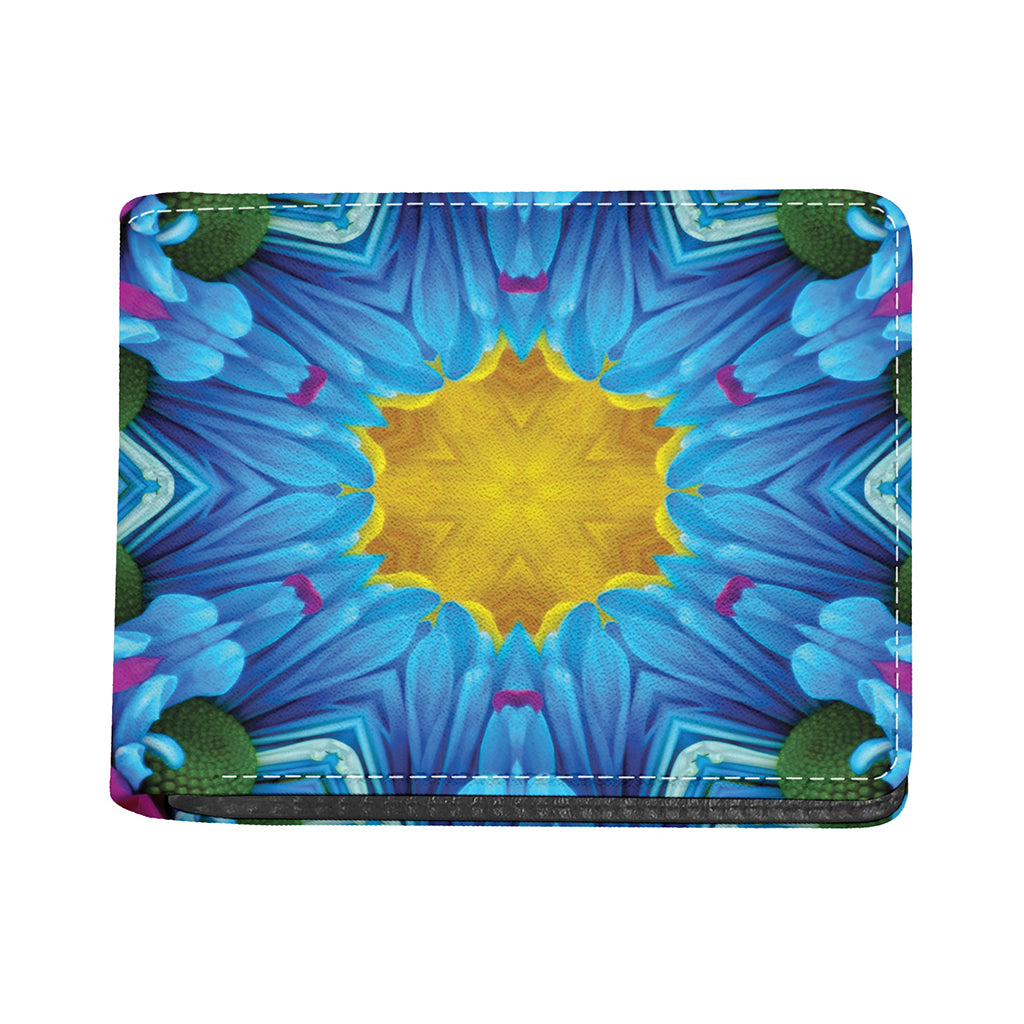 Blue And Pink Flowers Kaleidoscope Print Bifold Wallet