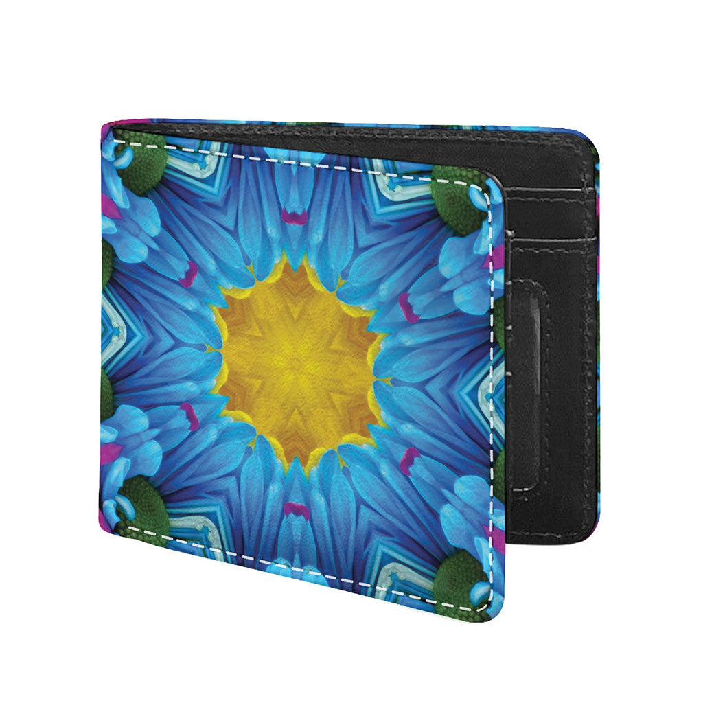 Blue And Pink Flowers Kaleidoscope Print Bifold Wallet