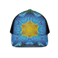 Blue And Pink Flowers Kaleidoscope Print Black Mesh Trucker Hat