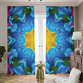 Blue And Pink Flowers Kaleidoscope Print Dimout Pencil Pleat Curtains