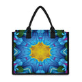 Blue And Pink Flowers Kaleidoscope Print Canvas Tote Bag