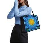 Blue And Pink Flowers Kaleidoscope Print Canvas Tote Bag